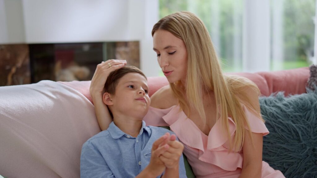 A child interacting with a caregiver in a nurturing environment